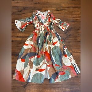 Cult Gaia Anysia Light Lava Midi Dress Bell Sleeve Womens small  New